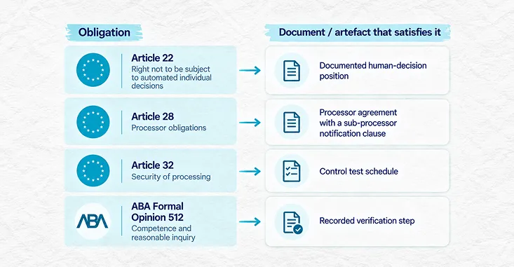 Diagram Mapping Four Obligations To Four Artefacts